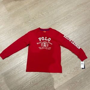 Holiday Red Ralph Lauren Polo Long Sleeve Shirt, NWT, kids size 10-12